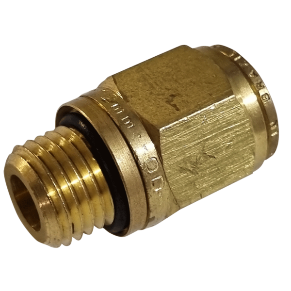 12mm Hose x M14 Metric Male - Straight Male Connector - Brass Push Fit Brake - NFP10512M14M