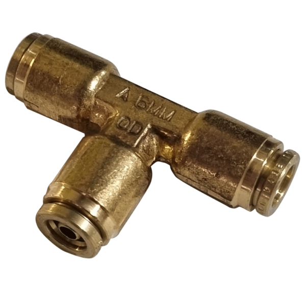 6mm Hose x 6mm Hose - Tee - Brass Push Fit Brake - NFP1106M