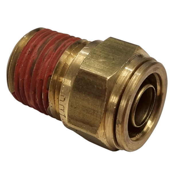 5/8 Hose x 1/2 NPTF Male - Straight Male Connector - Brass Push Fit Brake - NFP105108