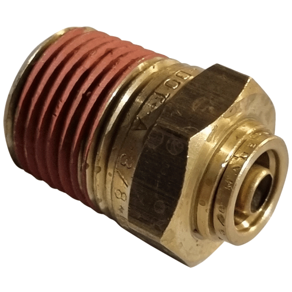 3/8 Hose x 1/2 NPTF Male - Straight Male Connector - Brass Push Fit Brake - NFP10568