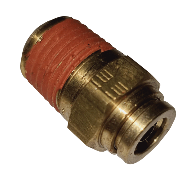 6mm Hose x 1/4 NPTF Male - Straight Male Connector - Brass Push Fit Brake - NFP1056M4