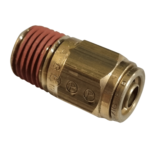 8mm Hose x 1/4 NPTF Male - Straight Male Connector - Brass Push Fit Brake - NFP1058M4
