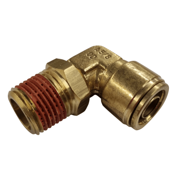 5/8 Hose x 1/2 NPTF Male - Elbow 90 Degree - Brass Push Fit Brake - NFP108108