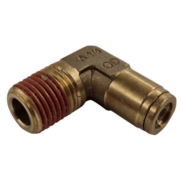 1/4 Hose x 1/4 NPTF Male - Elbow 90 Degree - Brass Push Fit Brake - NFP10844