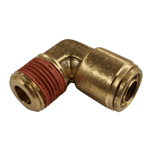 1/2 Hose x 3/8 NPTF Male - Elbow 90 Degree - Brass Push Fit Brake - NFP10886