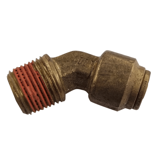 3/8 Hose x 3/8 NPTF Male - Elbow 45 Degree - Brass Push Fit Brake - NFP11766