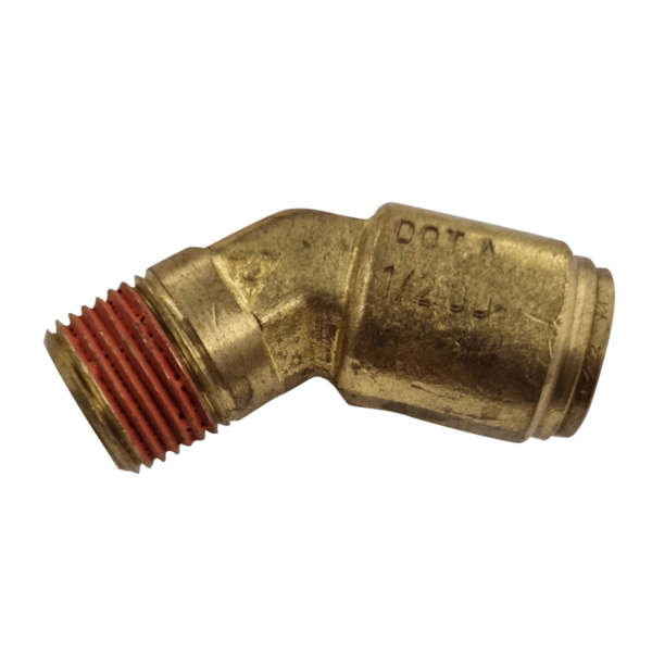 1/2 Hose x 3/8 NPTF Male - Elbow 45 Degree - Brass Push Fit Brake - NFP11786