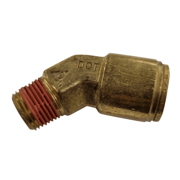 5/8 Hose x 3/8 NPTF Male - Elbow 45 Degree - Brass Push Fit Brake - NFP117106